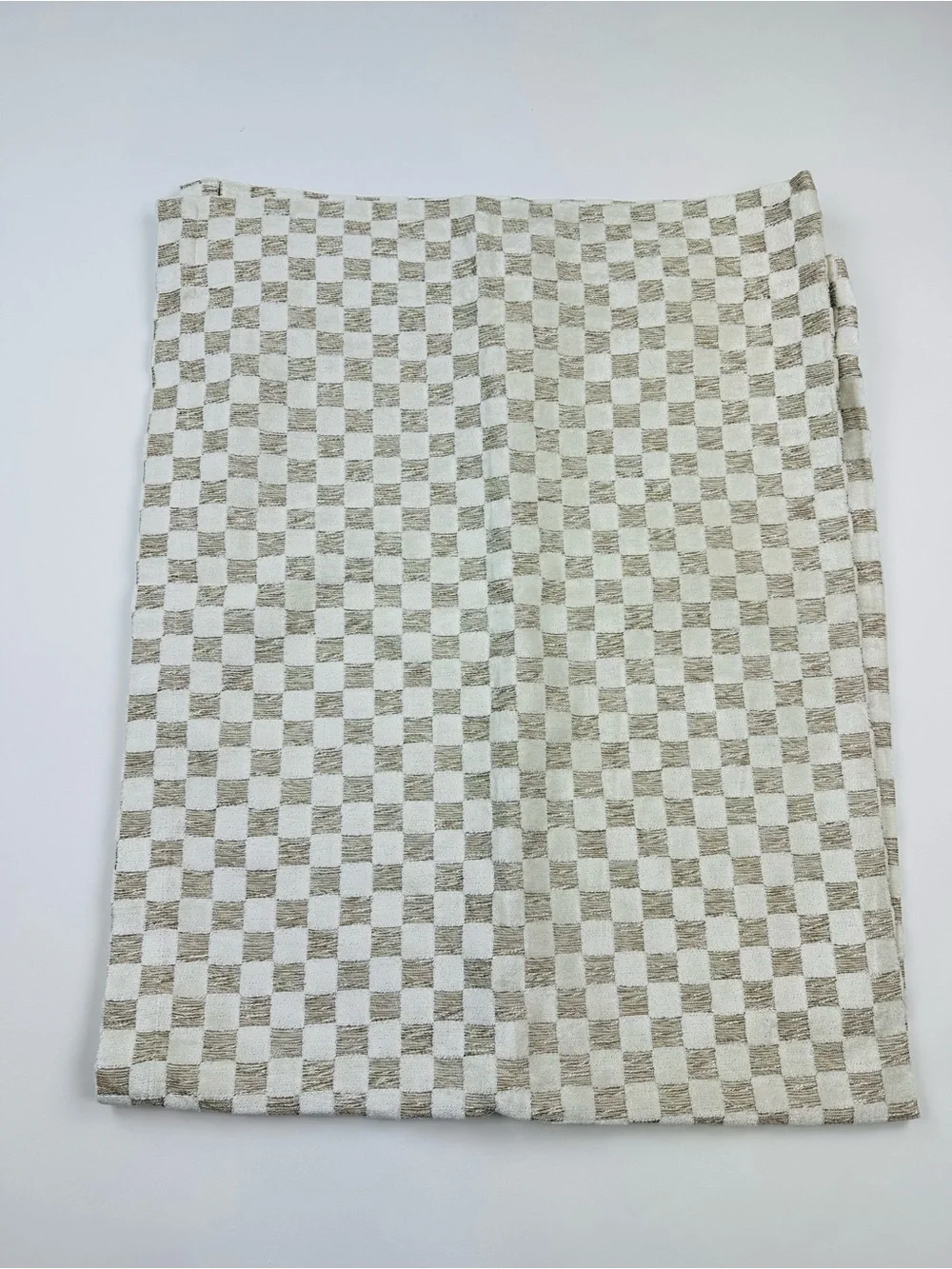 Anthropologie Carmine Woven Checkered Curtain Panel Neutral 50x63 inches